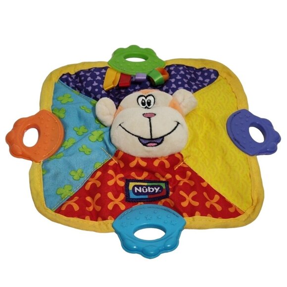 Nuby Teether Plush Monkey Lovey Security Blanket Baby Crinkle Sound FLAW - Picture 2 of 8